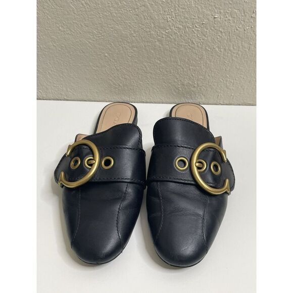 Coach Size 6.5 B Mule Flats Black Leather C Buckle Shoes G4833 Womens Slip On - Picture 4 of 16